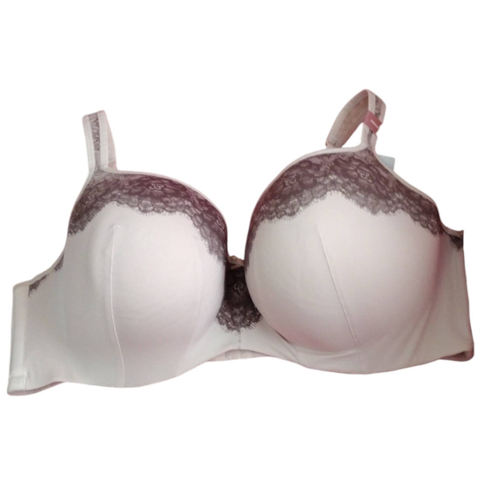 Lane Bryant Cacique Lightly Lined Tan Taupe Balconette Lace Bra 48DDD NWT